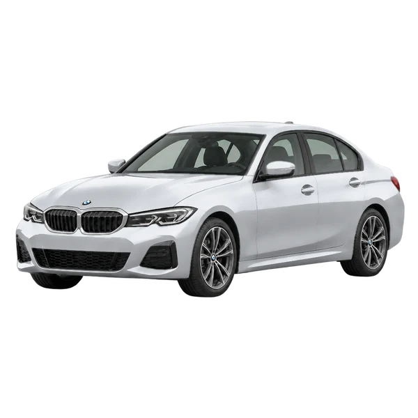 BMW 316D 2025 prata, vista dianteira em três quartos (voltada para a esquerda)