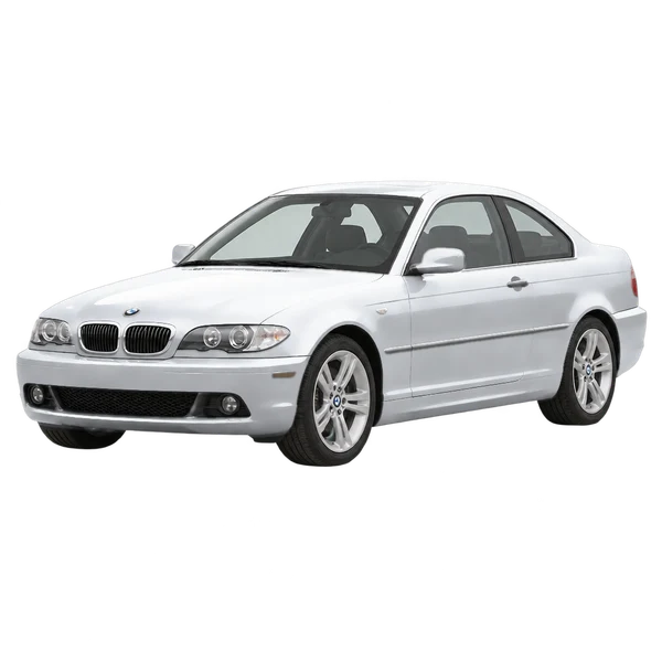 BMW 318CI 2006 en plateado, vista frontal tres cuartos (hacia la izquierda)
