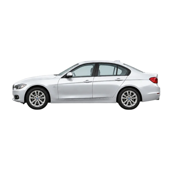 BMW 318D SE 2014 prata, vista lateral (voltada para a esquerda)