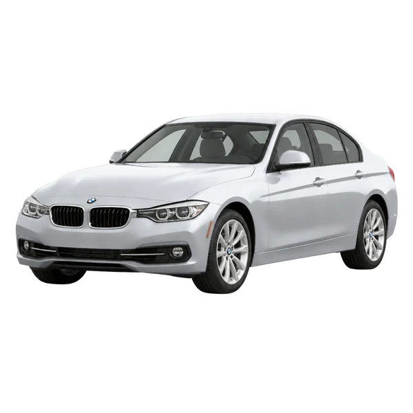 シルバーの2016 BMW 320(フロントスリークォーター(左向き)ビュー)