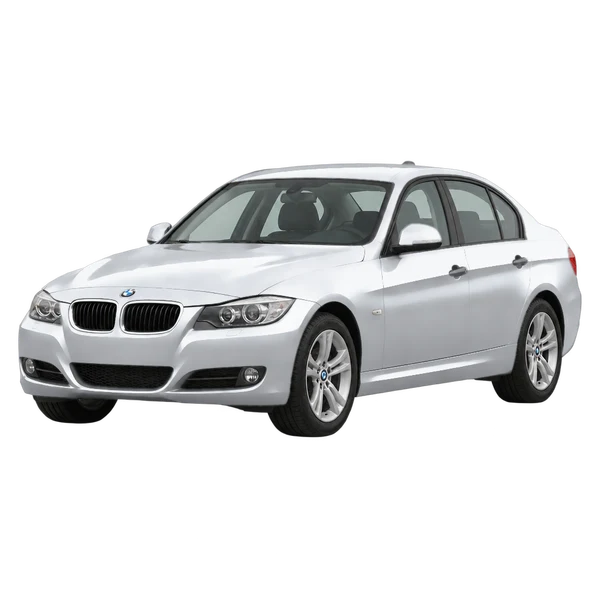 BMW 320D 2012 باللون فضي، منظر منظر أمامي بزاوية ثلاثة أرباع (متجه لليسار)