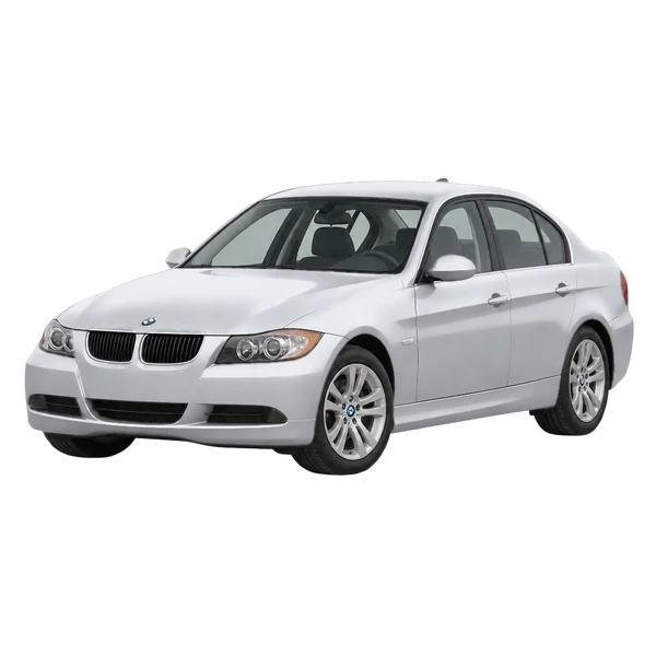 2007 BMW 320i in Silber, Ansicht: Dreiviertelansicht vorne (nach links gerichtet)
