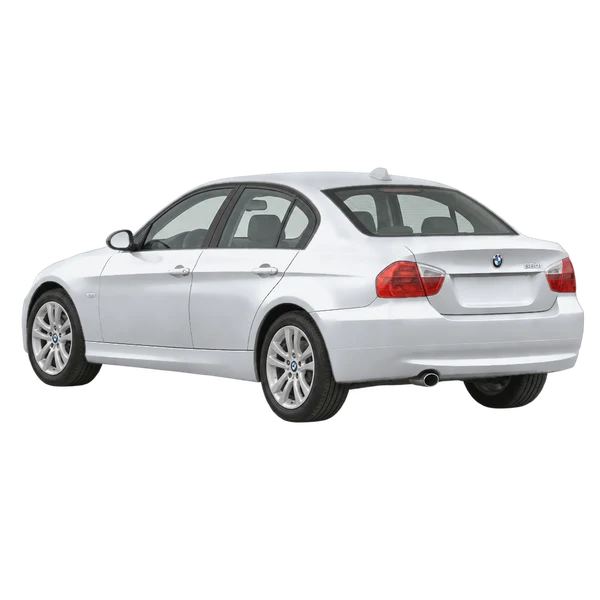 2007 BMW 320i in Silber, Ansicht: Dreiviertelansicht von hinten (nach links gerichtet)