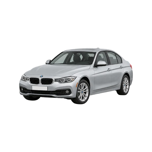 2018 BMW 320i in Silber, Ansicht: Dreiviertelansicht vorne (nach links gerichtet)