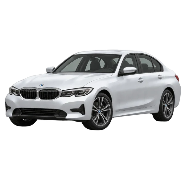 2022 BMW 320i in Silber, Ansicht: Dreiviertelansicht vorne (nach links gerichtet)