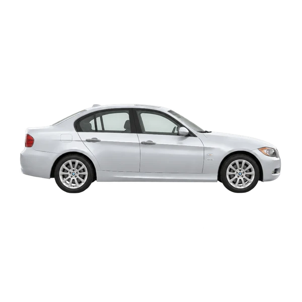 BMW 325i 2006 en plateado, vista lateral (hacia la derecha)