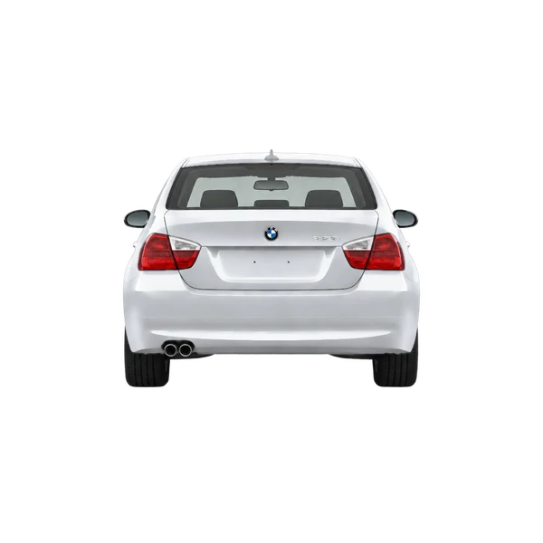 BMW 325i 2007 en plateado, vista trasera