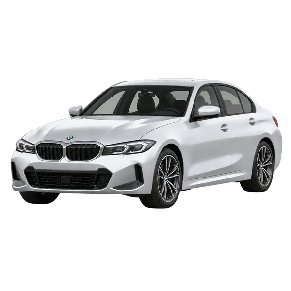 2024 BMW 330 in Silber, Ansicht: Dreiviertelansicht vorne (nach links gerichtet)