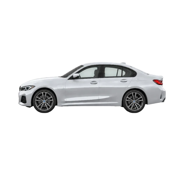 BMW 330E Xdrive 2026 argent, vue côté (vers la gauche)