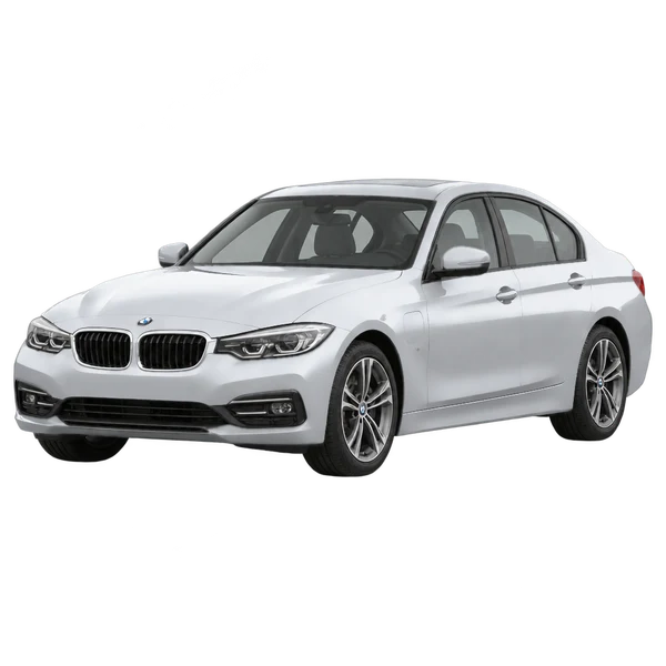 2019 BMW 330e in Silber, Ansicht: Dreiviertelansicht vorne (nach links gerichtet)