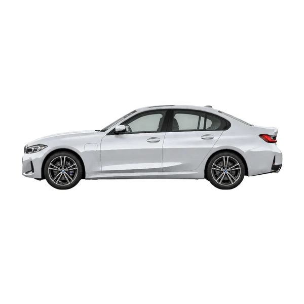 2024 BMW 330e in Silber, Ansicht: Seite (nach links gerichtet)