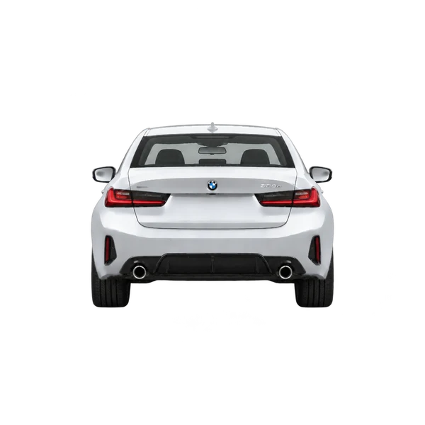 2025 BMW 330e in Silber, Ansicht: Heck