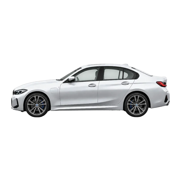 2025 BMW 330e in Silber, Ansicht: Seite (nach links gerichtet)