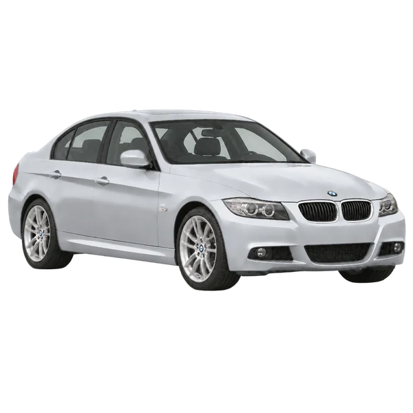 BMW 335i 2012 en plateado, vista tres cuartos frontal (mirando a la derecha)