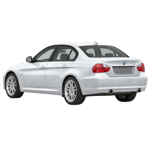 BMW 335i 2012 en plateado, vista tres cuartos trasero (mirando a la izquierda)