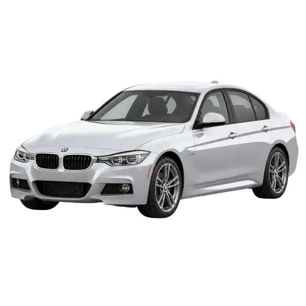 BMW 340i 2017 en plateado, vista frontal tres cuartos (hacia la izquierda)