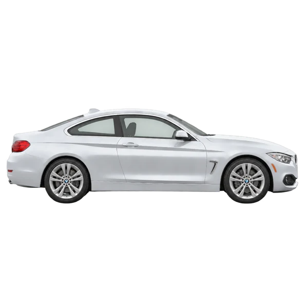 BMW 4 Series 2018 en plateado, vista lateral (hacia la derecha)
