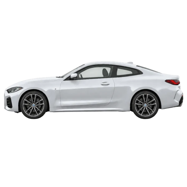 BMW 430i Coupe 2024 argent, vue côté (vers la gauche)