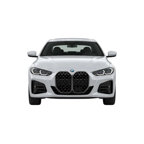 BMW 430i 2022 en plateado, vista frontal