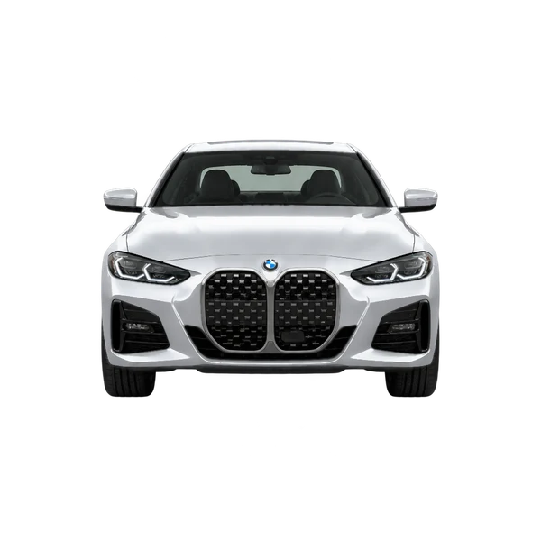 BMW 430i 2023 en plateado, vista frontal
