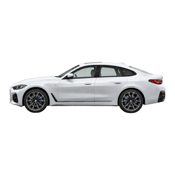 BMW 430i 2023 en plateado, vista lateral (mirando a la izquierda)