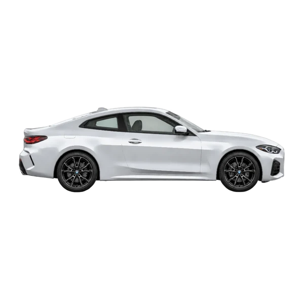 BMW 430i 2024 en plateado, vista lateral (hacia la derecha)