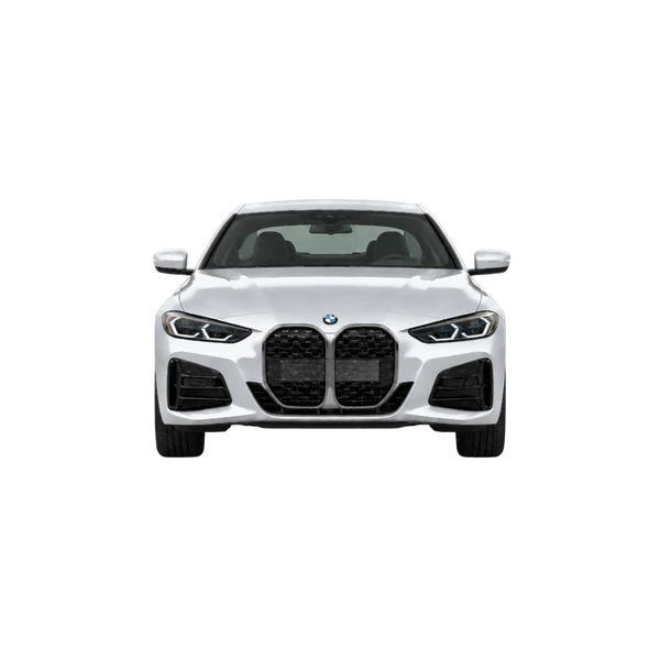 BMW 430i 2025 en plateado, vista frontal