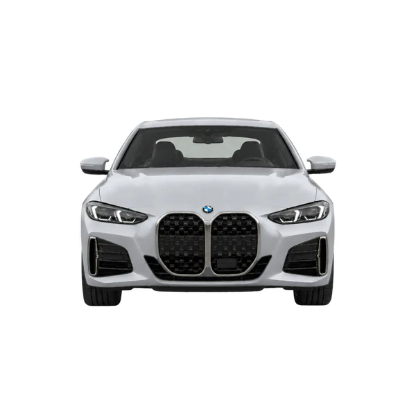 BMW 430i 2027 en plateado, vista frontal