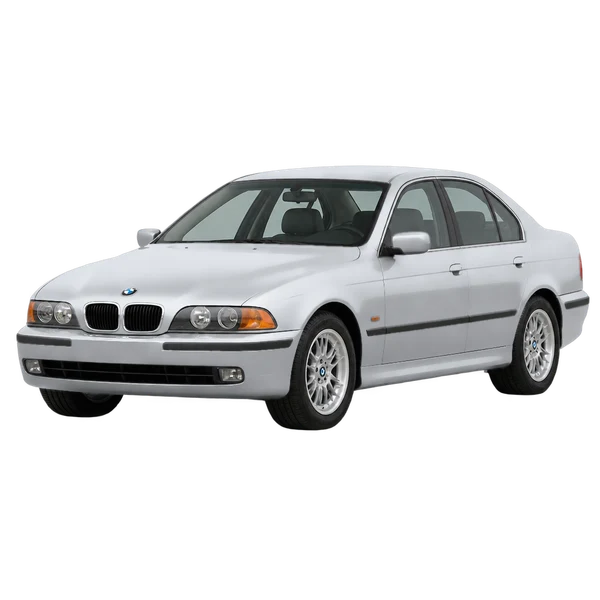 BMW 5 Series 1997 prata, vista dianteira em três quartos (voltada para a esquerda)
