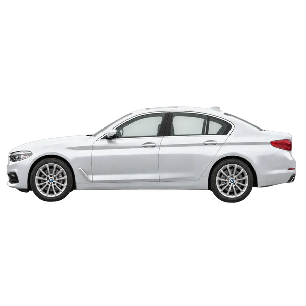 BMW 5 Series 2019 باللون فضي، منظر جانبي (متجه إلى اليسار)