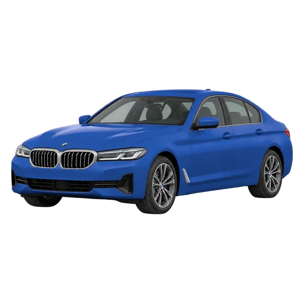 2021 BMW 5 Series in blau, Ansicht: Dreiviertelansicht vorne (nach links gerichtet)