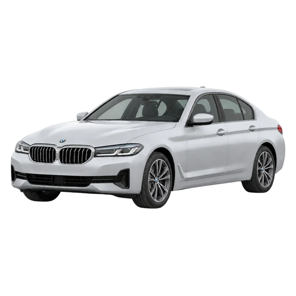 2023 BMW 5 Series in Silber, Ansicht: Dreiviertelansicht vorne (nach links gerichtet)