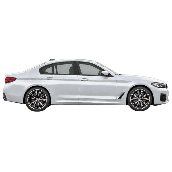 シルバーの2024 BMW 5 Series（側面（右向き）ビュー）