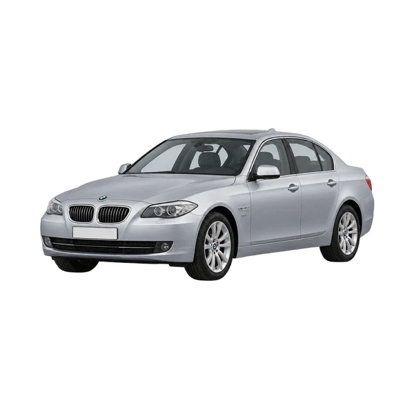 BMW 525D Xdrive 2011 en plateado, vista frontal tres cuartos (hacia la izquierda)