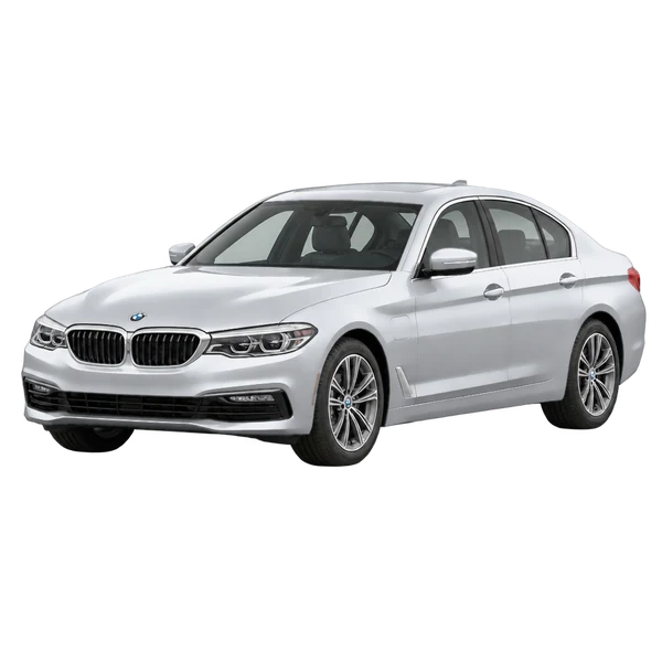 BMW 530e 2018 prata, vista dianteira em três quartos (voltada para a esquerda)