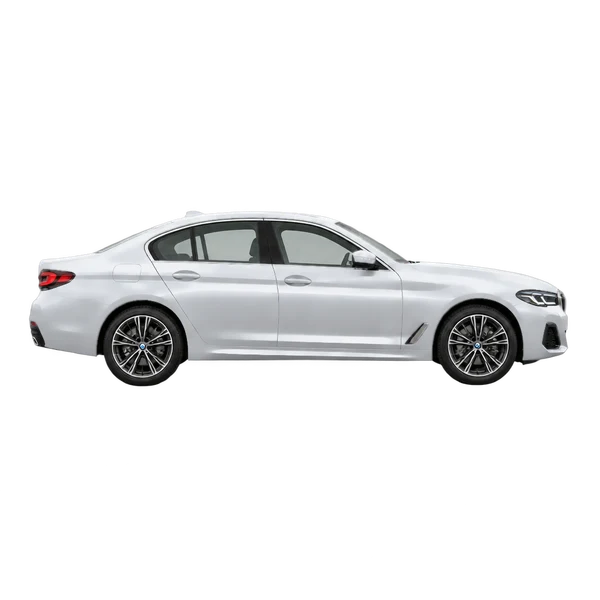 シルバーの2024 BMW 530i（側面（右向き）ビュー）
