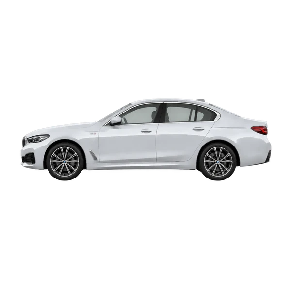 silver 2027 BMW 530i side (facing left) view