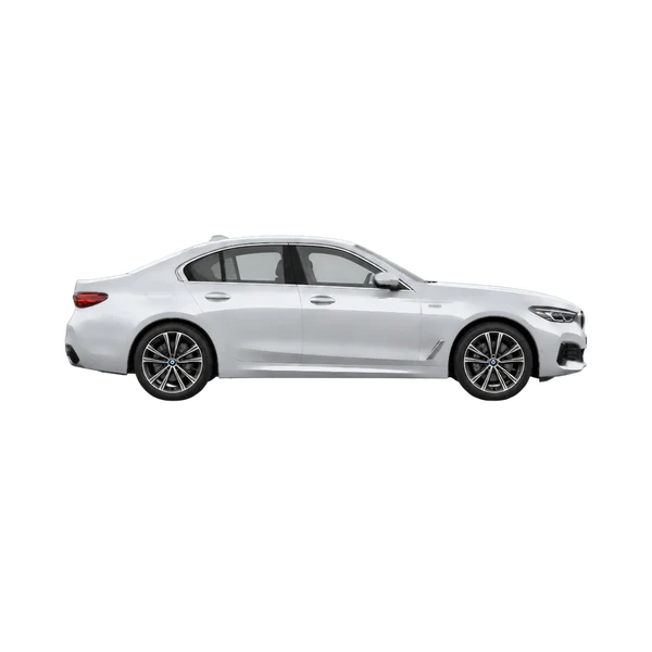 silver 2027 BMW 530i side (facing right) view