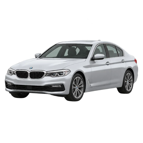 BMW 540 2019 باللون فضي، منظر منظر أمامي بزاوية ثلاثة أرباع (متجه لليسار)