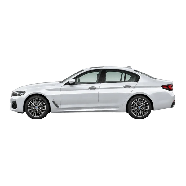 シルバーの2023 BMW 540i（側面（左向き）ビュー）