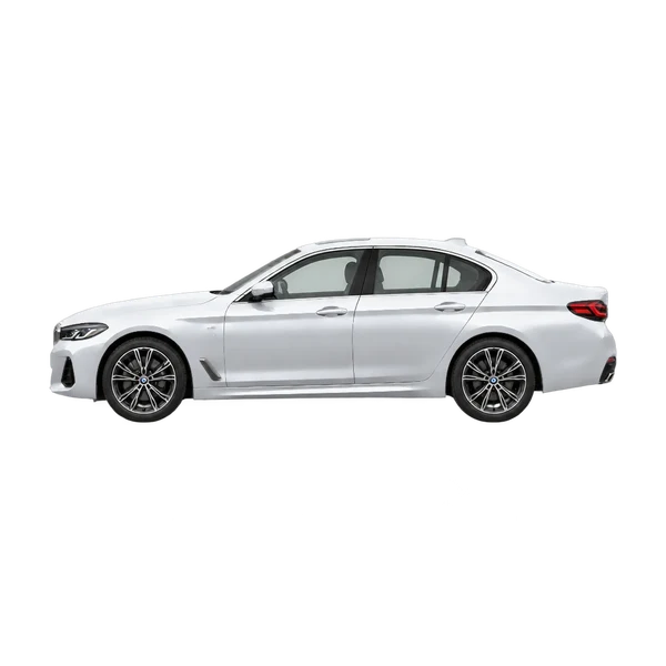 2025 BMW 540i in Silber, Ansicht: Seite (nach links gerichtet)