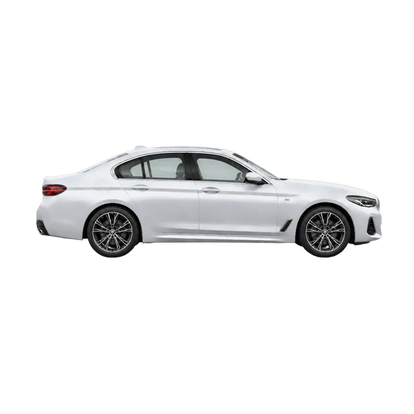 2025 BMW 540i in Silber, Ansicht: Seite (nach rechts gewandt)