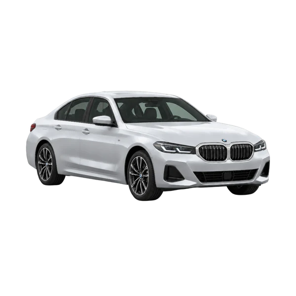2026 BMW 540i in Silber, Ansicht: Dreiviertelansicht vorne (nach rechts)