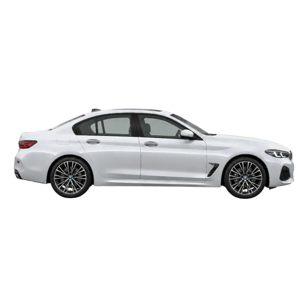 silver 2027 BMW 540i side (facing right) view