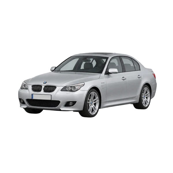 BMW 550i 2010 argent, vue trois-quarts avant (orienté vers la gauche)