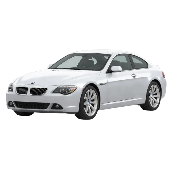BMW 6 Series 2007 باللون فضي، منظر منظر أمامي بزاوية ثلاثة أرباع (متجه لليسار)