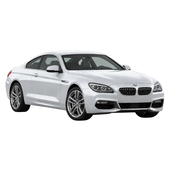 BMW 6 Series 2015 باللون فضي، منظر منظر أمامي بزاوية ثلاثة أرباع (متجه لليسار)