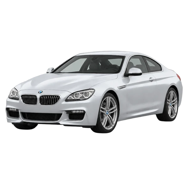 BMW 6 Series 2016 باللون فضي، منظر منظر أمامي بزاوية ثلاثة أرباع (متجه لليسار)