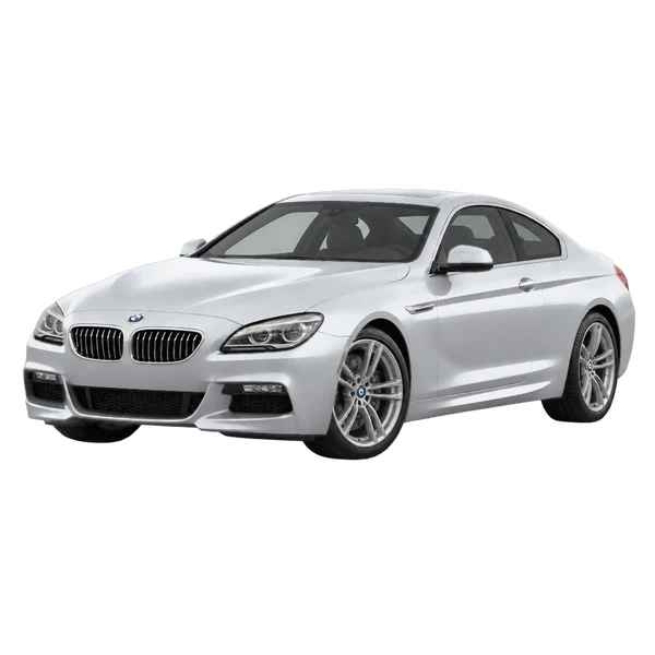 BMW 6 Series 2017 باللون فضي، منظر منظر أمامي بزاوية ثلاثة أرباع (متجه لليسار)