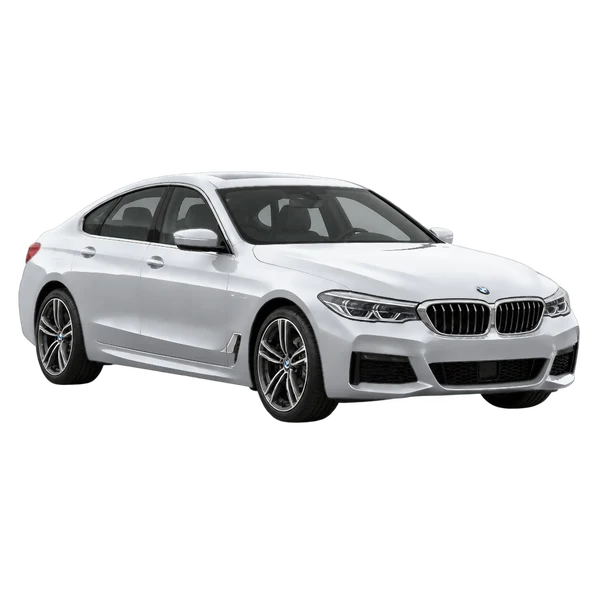 BMW 6 Series 2019 باللون فضي، منظر منظر أمامي بزاوية ثلاثة أرباع (متجه لليسار)
